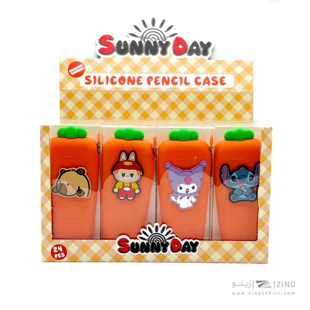 جامدادی تک زیپ سیلیکونی  هویج SUNNY DAY طرح لبوبو و کرومی کد1001